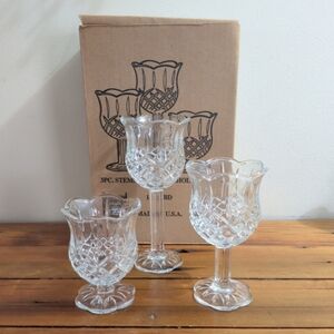 Homco Home Interiors Cut Glass Tulip Votive Candle Holder Set